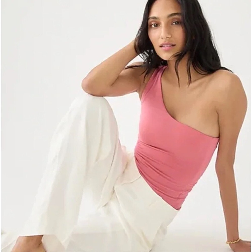 NWT J.Crew Formknit Tank Top One-Shoulder Draped Knit Pink size XXL